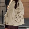 Womens Trench Coat Single Breasted Lapel Casual Oversized Coats Short Jacket Fall Outerwear