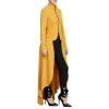 Womens Long Dovetail Gothic Trench Coat Polka Dot Zipper Up Tailcoat Jacket
