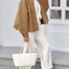 Womens Oversized Cropped Trench Coat Batwing Sleeve Single Breasted Lapel Casual Jackets Fall Button up Outerwear