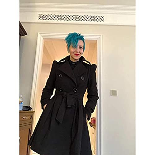 Women Swing Double Breasted Wool Pea Coat with Belt Buckle Spring Mid-Long Long Sleeve Lapel Dresses Outwear