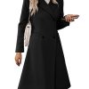 Womens Long Double Breasted Coats Lapel Collar Pea Coat Winter Slim Fit Jackets Trench Coat Outwear