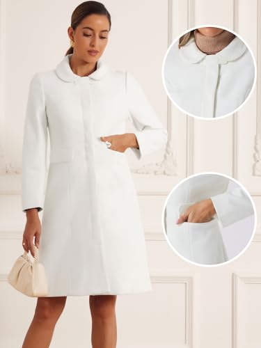 Winter Trench Coat for Women Overcoat Peter Pan Collar Single Breasted Long Pea Coat