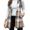Plaid Vest for Women Fall Winter Sleeveless Blazer Jackets
