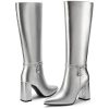Knee High Boots for Women Chunky Block Heel Tall Boots Pointed Toe Side Zipper Fashion Dress Long Boots