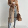 Women's Sheer Mesh Long Sleeve Jacket Summer See Through Belted Button Down Lightweight Cardigan