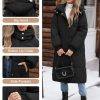 Women's Long Quilted Jacket Coat Winter Thicken Warm Puffer Jacket Fashion Hooded Zip Up Parka Outerwear with Pockets