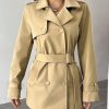 womens trench coat Long Sleeve Double Breasted Casual Short Trench Coat