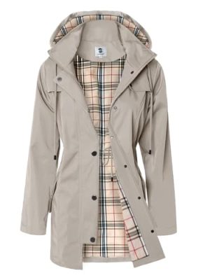 Women's Long Hooded Rain Jacket Outdoor Raincoat Windbreaker