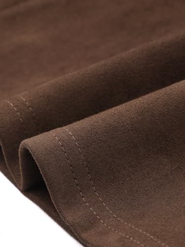 Faux Suede Trench Coat for Women's Notched Lapel Double Breasted Belted Long Sleeve Coats