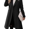 Womens Long Double Breasted Coats Lapel Collar Pea Coat Winter Slim Fit Jackets Trench Coat Outwear