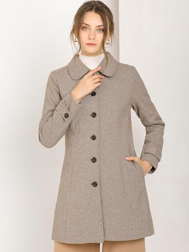 Women's Peter Pan Collar Overcoat Single Breasted Pockets Winter Long Coat