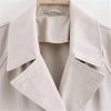 Women's Casual Short Trench Coat Long Sleeve Lapel Double Breasted Jacket Four Season Solid Color Outerwear