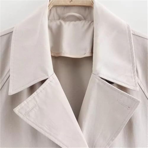 Women's Casual Short Trench Coat Long Sleeve Lapel Double Breasted Jacket Four Season Solid Color Outerwear