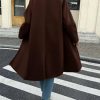 Womens Long Pea Coats Single Breasted Lapel Jackets Casual Oversized Wool Blend Overcoats with Pockets