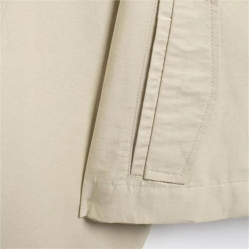 Women's Double-Breasted Short Trench Coat Solid Color Lapel Long Sleeve Jacket Lightweight Trendy Outerwear