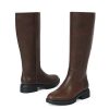 Knee High Boots for Women Round Toe Women's Fashion Tall Riding Boots Chunky Platform Long Flat Boot with Side Zipper Low Heel