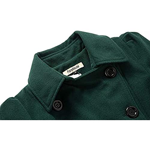 Women Swing Double Breasted Wool Pea Coat with Belt Buckle Spring Mid-Long Long Sleeve Lapel Dresses Outwear