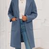 Womens Pea Coat Notched Lapel Single Breasted Long Jacket Winter Casual Trench Coat Outerwear
