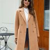 Womens Notched Lapel Collar Double Breasted Pea Coat Winter Wool Blend Over Coats Long Jackets