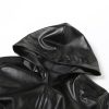 Leather Jacket Women Zip up Hoodies Motorcycle Bomber Jacket Streetwear Cropped Trench Coat for Women