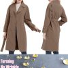 Women Trench Coats Loose Fit, Double Breasted Spring Fall Water Resistant Thin Long Jacket Belted Overcoat