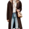 Womens Long Pea Coats Single Breasted Lapel Jackets Casual Oversized Wool Blend Overcoats with Pockets