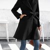 Women A Line Peacoat Dress Coat Belted Notch Lapel Overcoat Fall Winter Trench Coats