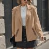 Women's Cropped Trench Coat Notch Lapel Long Sleeve Blazer Casual Short Jacket Fall Fashion Outerwear with Pockets