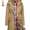 Women's Waterproof Rain Jacket Long Raincoat Hooded Windbreaker Trench Coat