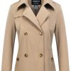 Women's Cropped Trench Coat Classic Double Breasted Lapel Jacket Water Repellent Outerwear