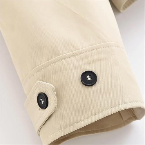 Women's Short Trench Coat Casual Long Sleeve Lapel Belted Jacket Single Breasted Solid Color Outerwear