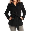 Bella Womens Wool Coat Button Up Jacket Belted Blazer