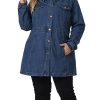 Plus Size Denim Jacket for Women Buttons Long Sleeve Jean Jackets