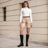Women's Knee High Boots Chunky Block Heel Boots Stretch Calf Round Toe Side Zipper Platform Tall Boots Fall Comfort Long Boots