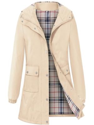 Rain Coat for Women Waterproof with Hood Lightweight Women's Rain Jacket Outdoor Trench Windbreaker Long Raincoats