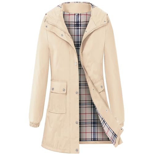 Rain Coat for Women Waterproof with Hood Lightweight Women's Rain Jacket Outdoor Trench Windbreaker Long Raincoats