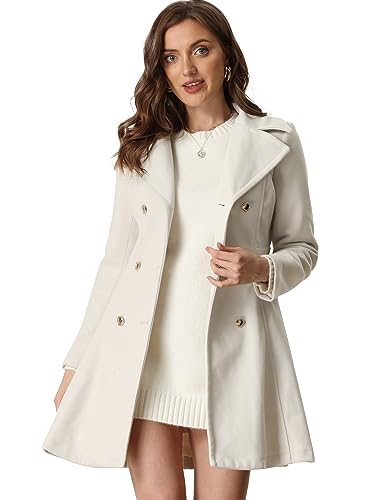 Fall Coats for Women 2025 A-Line Double Breasted Lapel Collar Long Winter Pea Coat