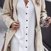 Women’s Coat, Long Sleeve Stand Collar Cardigan Mid-Long Open Front Outwear Overcoat with Zipper Pockets
