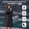 Women's Single Breasted Long Trench Coat Windproof Raincoat Outerwear Lightweight Windbreaker with Blet & Hood