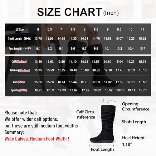 Women's 942 Knee High Boots Suede Slouch Flat Comfort Boots
