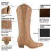 Cowboy Boots for Women Cowgirl Boots Embroidered Knee-High Western Boots Pointy Toe with Chunky Heel