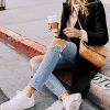 Women's Notch Lapel Double Breasted Wool Blend Mid Long Pea Trench Coat