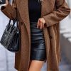 Women Long Sherpa Coat - Fuzzy Faux Fur Trench Jackets Winter Fleece Button Cardigan with Pockets