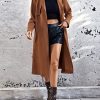 Women’s Long Sleeve Jackets Short Coats Lapel Neck Belted Slant Pocket Coat