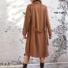 Women’s Long Sleeve Jackets Short Coats Lapel Neck Belted Slant Pocket Coat