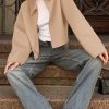 Womens Cropped Pea Coats Zip Up Short Casual Bomber Wool Blend Jackets Barn Fall Outerwear with Pockets