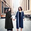 Women's Casual Hooded Denim Jacket Open Front Loose Fit Boyfriend Jean Long Trench Coat with Hood