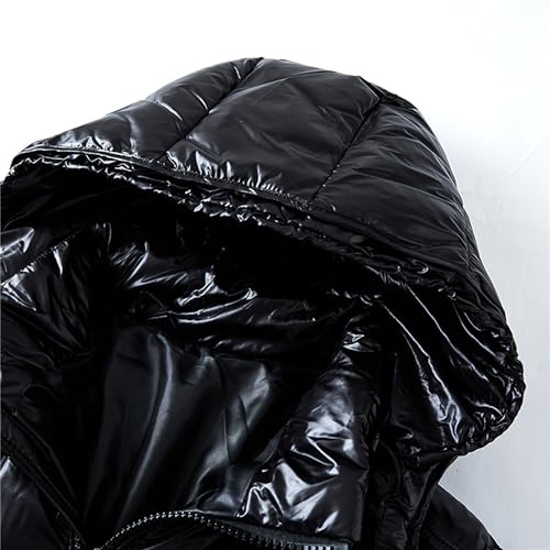 Men's Fashion Shiny Padded Coats Casual Winter Warm ater-Resistant Outwear Zip up Hooded Puffer Jackets