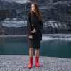 Women's Single Breasted Long Trench Coat Windproof Raincoat Outerwear Lightweight Windbreaker with Blet & Hood