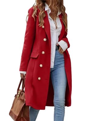 Womens Long Wool Coat for Women Fall Winter Trench Coat Trendy Jackets